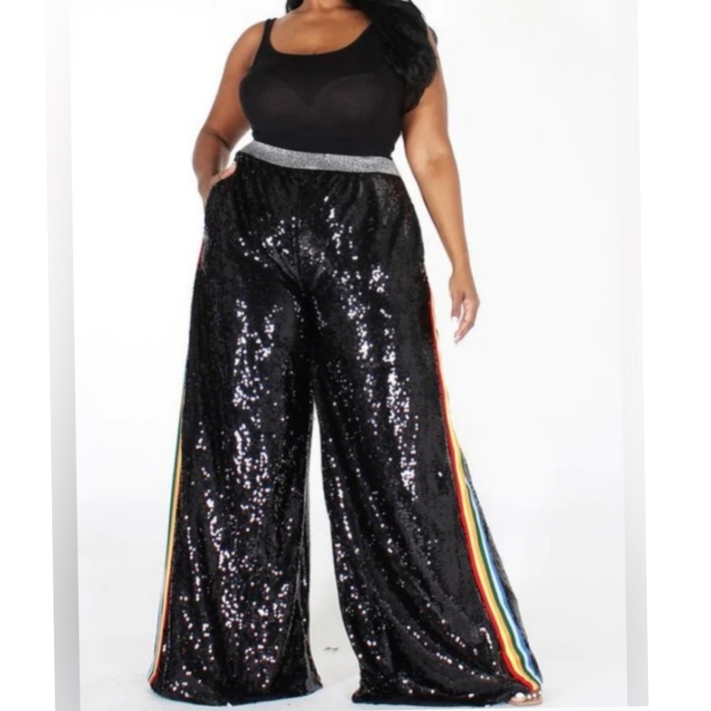Breathtaking Glam Sequin Wideleg Pants - Picture 3 of 3
